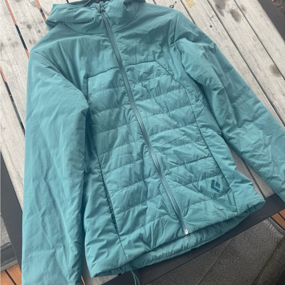 Black Diamond Teal Hooded Puffer Jacket